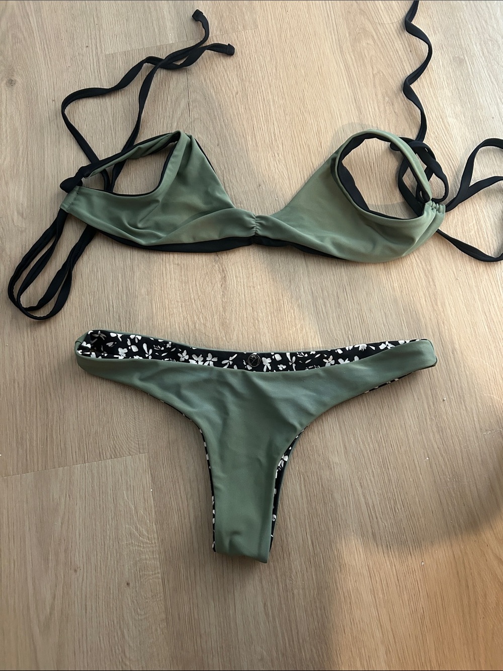 Reversible Olive Green Women's Bikini Set - Stylish Swim Top & Bottom
